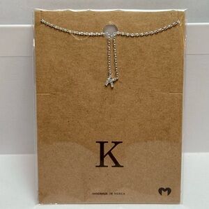 MH Silver CZ Initial K Necklace Dainty Letter Pendant Minimalist NEW